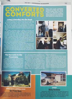 an article in a magazine about converted comforts with pictures of people and their homes