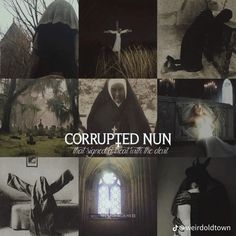 a collage of photos with the words, computed nun and images of people in black robes