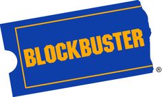 a blue and yellow ticket with the word blockbuster on it's side