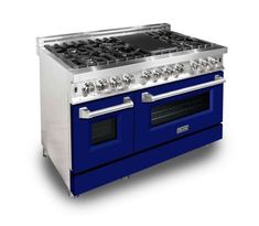 ZLINE 48" Professional Dual Fuel Range in Stainless Steel Gas Stove and Electric Oven 48" Range, Stainless Steel Gas Stove, Dual Oven, Professional Appliances, Kitchen Appliance Packages, Cast Iron Grill, Dual Fuel Ranges, Large Oven, Glass And Aluminium