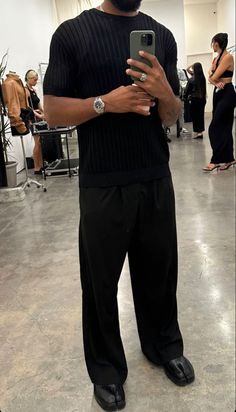 All Black Fashion Men, Male Outfits Classy, Black Male Outfits Aesthetic, Men All Black, Classy Outfits Men 2024, Clean Men Aesthetic, All Black Party Outfit Men, Men’s All Black Outfit