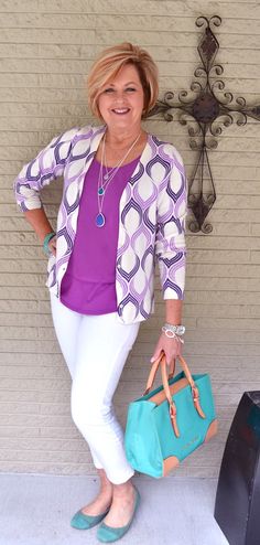 50 IS Not Old | All Things Purple | Violet & Turquoise | Fashion over 40 for the everyday woman. Purple Fashion Casual, Turquoise Fashion, Purple Outfit, Womens Fashion Casual Fall, Womens Fashion Casual Winter, Womens Fashion Casual Summer, Office Fashion Women