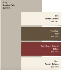 the color scheme for an exterior door, window and trim line with different colors on it