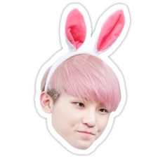 a person with pink hair and bunny ears