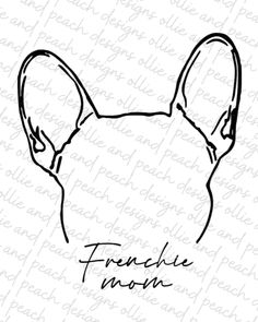 a french bulldog's head with the word frenchie mom on it in black ink