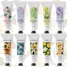 PRICES MAY VARY. 10 Beautiful Fragrances : Our 10 pcs hand cream set takes you on a fragrance journey with unique scents like almond, cherry blossom, wild rose, verbena, vanilla, lime, avocado, coconut, shea butter, and lavender. There's a scent for every mood and occasion. Natural Body Lotion for Dry Skin: Cruelty Free formula, Featuring fresh-cut fragrances of shea butter, sweet almond oil, aloe and vitamin E. This rich, deeply hydrating and moisturizing body cream leaves body moisturized, smo Rose Verbena, Butter Gifts, Hand Cream Packaging, Travel Lotion, Natural Body Lotion, Lotion Gift, Women Appreciation, Stocking Stuffers For Women, Lotion For Dry Skin