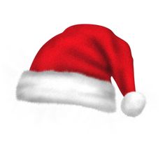 a red and white santa hat on a white background