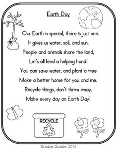 Earth Day Poems, Earth Poems, Earth Week, Earth Day Projects, Earth Day Crafts, Art Projects For Kids, Earth Day Activities, Finger Plays