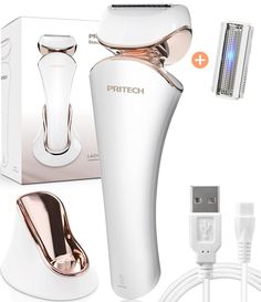 PRITECH Rechargeable Women Razor, Electric Trimmer for Women Wet & Dry Use, Lady Shaver for Legs, Arms, Underarms Ipx6 Waterproof Electric Shaver for Women, Women's Bikini Trimmer Charge by USB & Dock Electric Razor For Women, Women Razor, Dry Legs, Razor For Women, Body Shaver, Straight Blade, Beauty Gadgets