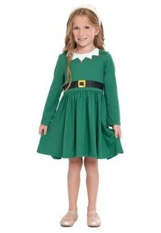 Brand New Holiday Toddler Girls Elf Dress with Hat, 2-Piece Green 2T Elf Dress For Kids, Green Christmas Dress Baby, Kids Green Dress Christmas, Green Christmas Dress Toddler, Green Toddler Dress Christmas, Elf Outfit, Dress With Hat, Elf Dress, Girl Elf