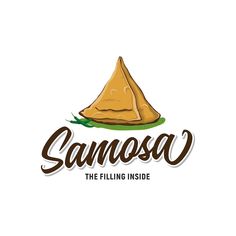 samosa the filling inside logo design for food product, restaurant and cafe business illustration