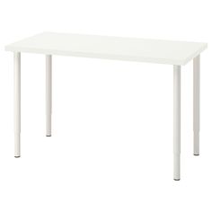 a white rectangular table with two legs on an isolated white surface, viewed from the front