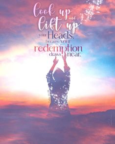 a woman reaching up into the sky with her hands in the air and an inspirational quote above