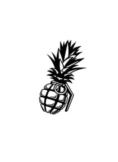 a black and white drawing of a pineapple