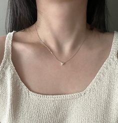 Heart moissanite silver necklace, Simple classic necklace Minimal Chain Necklace, Minimal Jewelry Silver, Minimal Silver Jewelry, Simple Silver Necklace, Necklaces Minimalist, Silver Necklace Simple, Dainty Chain Necklace, Style Tutorial, Minimal Necklace