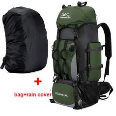 an image of backpacks with bags attached to the front and back covers on them