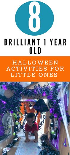 an image of halloween activities for children with text overlay that reads 8 brilliant year old