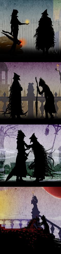 the silhouettes of people in different scenes