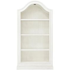 a white bookcase with two shelves on the front and one shelf in the back