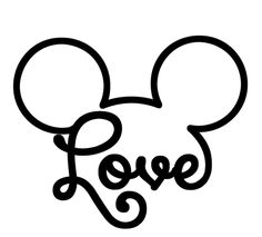 a mickey mouse head with the word love in it's center, on a white background