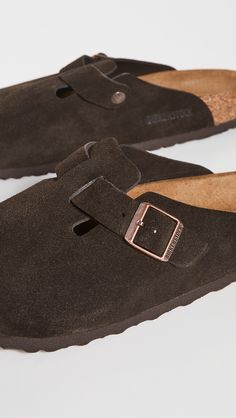 Find BIRKENSTOCK Boston Soft Footbed Clogs on Editorialist. Leather: Cowhide suede. Buckle strap. Molded cork footbed with suede lining. Regular fit. Rounded toe. EVA sole. Made in Germany. This item cannot be gift-boxed. Mocha Birkenstock, Birkenstock Boston Soft Footbed, Boston Soft Footbed, Birkenstock Boston, Eva Sole, Mocha, Birkenstock, Clogs, Cork