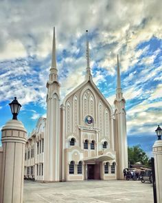 a large white church with tall spires