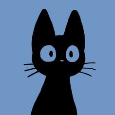 a black cat with blue eyes on a blue background