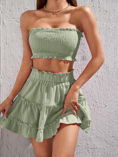 @SHEINofficial Cute Dress Outfits, Cooler Look, Easy Trendy Outfits, Top And Skirt, Cute Everyday Outfits, Cute Simple Outfits, Really Cute Outfits, Preppy Outfits, Teen Fashion Outfits