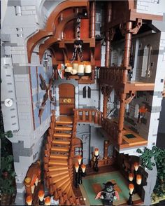 the inside of a lego castle with stairs