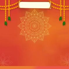 an orange background with a decorative design on it