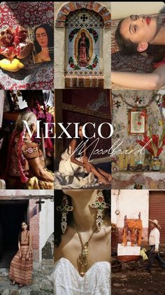 a collage of images with the words mexico written on them