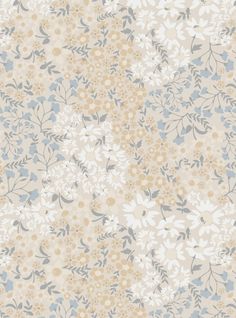 a floral wallpaper with blue and white flowers