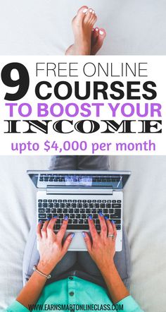 a person typing on a laptop with the text, 9 free online courses to booster your ins