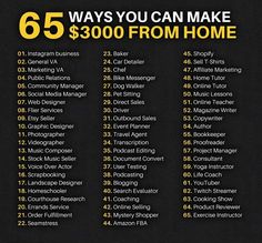 a black and yellow poster with the words $ 5 ways you can make $ 300 from home