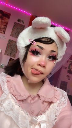 My Melody Makeup Look, Yami Kawaii Makeup, My Melody Makeup, Makeup Kawaii, E Girl Makeup, Makeup Cute, Kawaii Makeup, Makeup Help