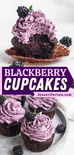 Want an easy Valentine's Day dessert? Learn how to make Blackberry Cupcakes! It starts with a moist, fluffy chocolate cupcake recipe. Topped with fresh blackberry buttercream frosting on top, this Valentine's Day baking idea is lovely! Cupcake Cake Recipes, Chocolate Cupcakes With Blackberry Buttercream, Blackberry Cream Cheese Frosting, Chocolate Blackberry Cupcakes, Blackberry Cupcakes Recipes, Cupcake Recipes Valentines Day, Valentines Day Cupcake Ideas, Cupcake Flavor Ideas Unique, Blackberry Recipes Dessert