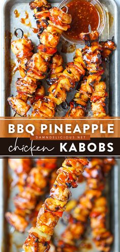 BBQ PINEAPPLE CHICKEN KABOBS Bbq Pineapple Chicken, Pineapple Chicken Kabobs, Easy Summer Grilling Recipes, Bbq Pineapple, Teriyaki Marinade, Sticky Chicken, Grilled Dinner, Chicken Kabobs, Pineapple Chicken