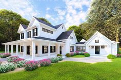 this is an artist's rendering of the farmhouse style house plans for country homes