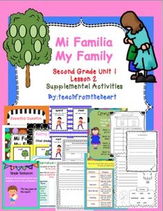 a poster with the words mi famiia my family and an image of a tree