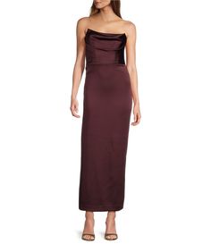 From Antonio Melani&#x2C; this dress features: Stretch satin fabrication Sheath silhouetteCowl neckline StraplessRuched bodiceFully linedMidi lengthBack zipper with hook & eye closureApprox. 47" lengthPolyester/elastaneProfessional dry cleaning onlyImported. Strapless Sheath Dress, Contemporary Dresses, Maxi Dress Wedding, Ruched Bodice, Antonio Melani, Sleeveless Sheath Dress, Stretch Satin, Maxi Dress Party, Dillard's