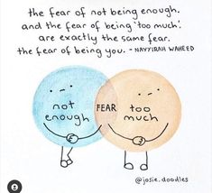 Being Too Much, Emotional Awareness, Venn Diagram, Ideas Quotes, Mental And Emotional Health, Self Compassion, The Fear, Emotional Health, Note To Self