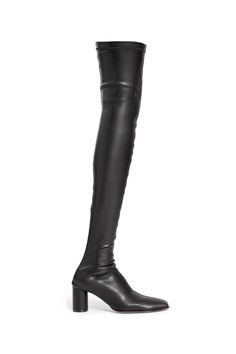 Black 
Stetch Leg
Squared Toe
Side Zip Closure 
Cylindrical High Heel Black Heel Boots, Black Boots Women, Mm6 Maison Margiela, Boot Shoes Women, Miu Miu, Black Boots, Heeled Boots, High Heel, Balenciaga