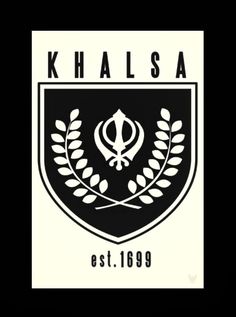 the logo for khalesa is shown in black and white, with laurels around it