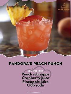 Peach schnapps 1.5 oz \nPineapple juice 1 oz \nCranberry juice 1 oz \nClub soda splash \nIce \nPeach slice for garnish \nFill a shaker with ice. Add peach schnapps, cranberry juice, and pineapple juice. Shake well and strain into a glass over ice. Top with club soda and garnish with a peach slice. #PeachCocktail #RefreshingSips #CocktailHour Peach Liqueur Cocktails, Peach Schnapps Drinks, Peach Punch, Red Sangria, Peach Schnapps