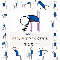 the instructions for chair yoga stick figures