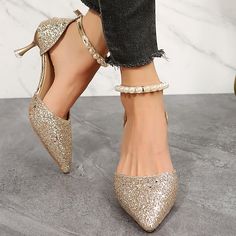 Category:Wedding Shoes,Pumps; Upper Materials:Sparkling Glitter,Microfiber,Satin; Embellishment:Rhinestone,Sequin; Season:Spring,Fall; Heel Type:Stiletto,High Heel,Kitten Heel; Gender:Women's; Type:Wedding Heels,Bridal Shoes,Bridesmaid Shoes; Style:Fashion,Elegant; Heel Height(inch):1-2; Outsole Materials:Rubber; Occasion:Wedding,Party; Pattern:Solid Color; Listing Date:06/02/2023; Production mode:External procurement; 2024 Trends:Sparkling Shoes,Bling Bling,Sparkly Sandals,Ankle Strap Sandals,Heel Sandals,Pumps; Foot Length:; Foot Width:; SizeChart1_ID:2:184043; Size chart date source:Provided by Supplier.; Strap Type:Ankle Strap Sparkling Shoes, Wedding Pattern, Shoes Bridesmaid, Wedding Shoes Pumps, Party High Heels