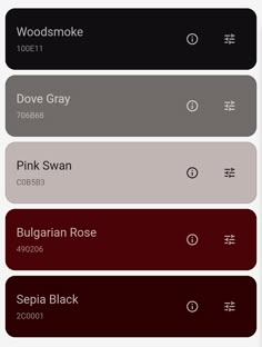 the color palettes in this app are red, gray, and black with different colors