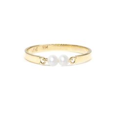 Created with simplicity in mind and unique design at the forefront, two baby pearls bring the gold band together with interlocking rings. Interlocking Rings, Baby Pearls, Gold Band Ring, Freshwater Cultured Pearls, Recycled Gold, Precious Gems, Ring Size Guide, The Gold, Gold Band