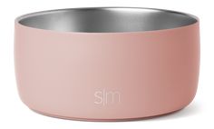 an empty pink bowl with the word sm on it's front and back side