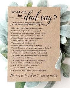 what did the dad say? card with succulents and leaves on it